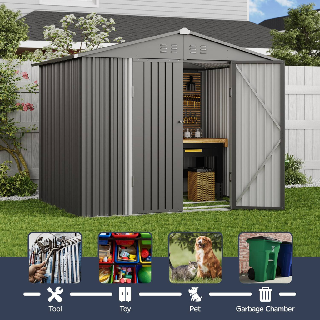 IronPeak Apex Outdoor Storage Shed 8x6